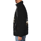Down-Padded Puffer Jacket Gothic Grim Reaper Hand Painting
