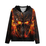 Men's Zip Up Hoodie Mistic Skull on Flame