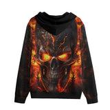 Men's Zip Up Hoodie Mistic Skull on Flame