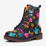 Leather Boots Colorful Stars Art