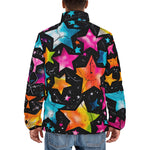 Down-Padded Puffer Jacket Colorful Stars Art