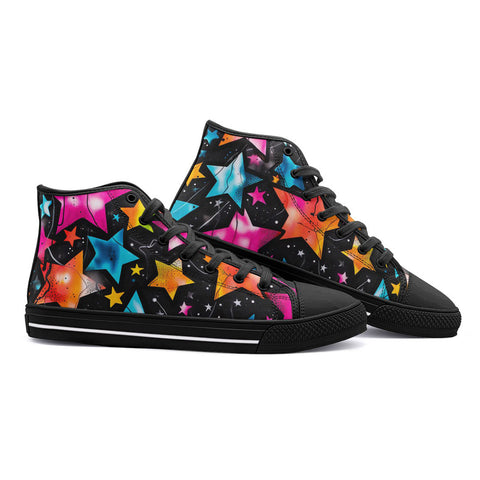 High-Top Canvas Shoes Colorful Stars Art