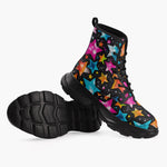 Casual Leather Chunky Boots Colorful Stars Art