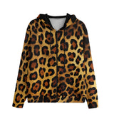 Men's Zip Up Hoodie Leopard Cloth Texture