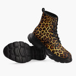 Casual Leather Chunky Boots Leopard Cloth Texture