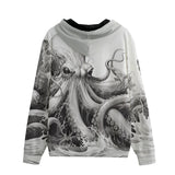 Men's Zip Up Hoodie White Octopus Tentacles