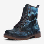 Leather Boots Fantasy Blue Smoke Skull