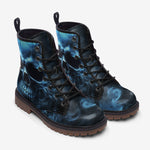 Leather Boots Fantasy Blue Smoke Skull