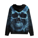 Men's Zip Up Hoodie Fantasy Blue Smoke Skull