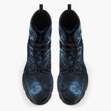 Casual Leather Chunky Boots Fantasy Blue Smoke Skull