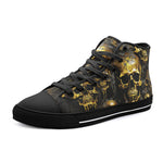 High-Top Canvas Shoes Dark Gold Zombie Skulls