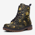 Leather Boots Dark Gold Zombie Skulls