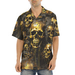 Hawaiian Shirt Dark Gold Zombie Skulls