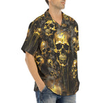 Hawaiian Shirt Dark Gold Zombie Skulls