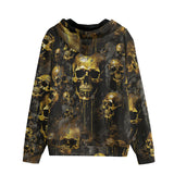 Men's Zip Up Hoodie Dark Gold Zombie Skulls