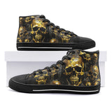 High-Top Canvas Shoes Dark Gold Zombie Skulls