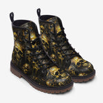 Leather Boots Dark Gold Zombie Skulls