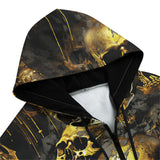 Men's Zip Up Hoodie Dark Gold Zombie Skulls