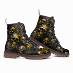 Leather Boots Dark Gold Zombie Skulls