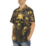 Hawaiian Shirt Dark Gold Zombie Skulls