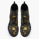 Casual Leather Chunky Boots Dark Gold Zombie Skulls