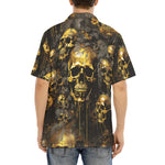 Hawaiian Shirt Dark Gold Zombie Skulls