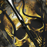 Men's Zip Up Hoodie Dark Gold Zombie Skulls