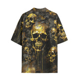 Hawaiian Shirt Dark Gold Zombie Skulls