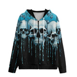 Men's Zip Up Hoodie Expressionistic Skulls Drips