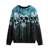 Men's Zip Up Hoodie Expressionistic Skulls Drips