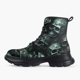 Casual Leather Chunky Boots Fantasy Skulls