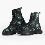 Casual Leather Chunky Boots Fantasy Skulls