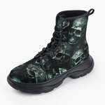 Casual Leather Chunky Boots Fantasy Skulls