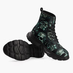 Casual Leather Chunky Boots Fantasy Skulls