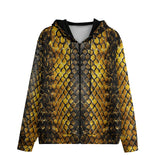 Men's Zip Up Hoodie Golden Snake Scales