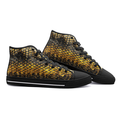 High-Top Canvas Shoes Golden Snake Scales