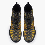 Casual Leather Chunky Boots Golden Snake Scales