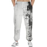 Men's Sweatpants Black and White Abstraction