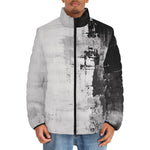 Down-Padded Puffer Jacket Black and White Abstraction