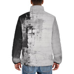 Down-Padded Puffer Jacket Black and White Abstraction