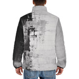Down-Padded Puffer Jacket Black and White Abstraction