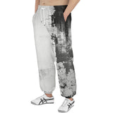 Men's Sweatpants Black and White Abstraction