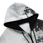 Men's Zip Up Hoodie Black and White Abstraction