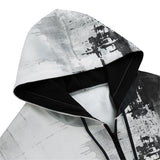 Men's Zip Up Hoodie Black and White Abstraction