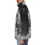 Down-Padded Puffer Jacket Black and White Abstraction