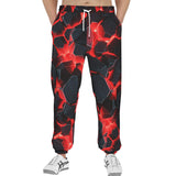 Men's Sweatpants Black Rocks in Red Flames