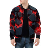 Bomber Jacket Black Rocks in Red Flames