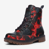 Leather Boots Black Rocks in Red Flames