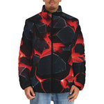 Down-Padded Puffer Jacket Black Rocks in Red Flames