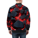 Bomber Jacket Black Rocks in Red Flames